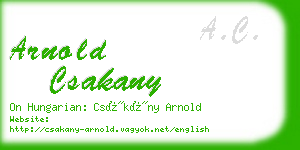 arnold csakany business card